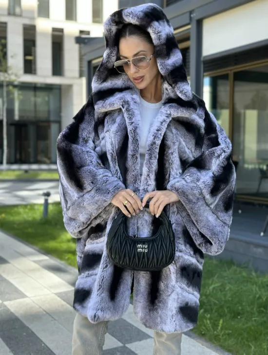 Шуба из кролика рекса - цвет шиншилла - фото 2