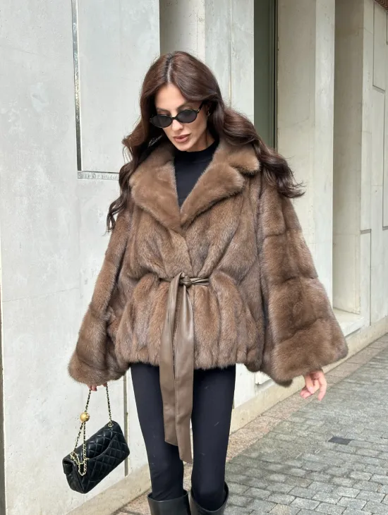 Шуба норковая автоледи - цвет соболь - фото 3