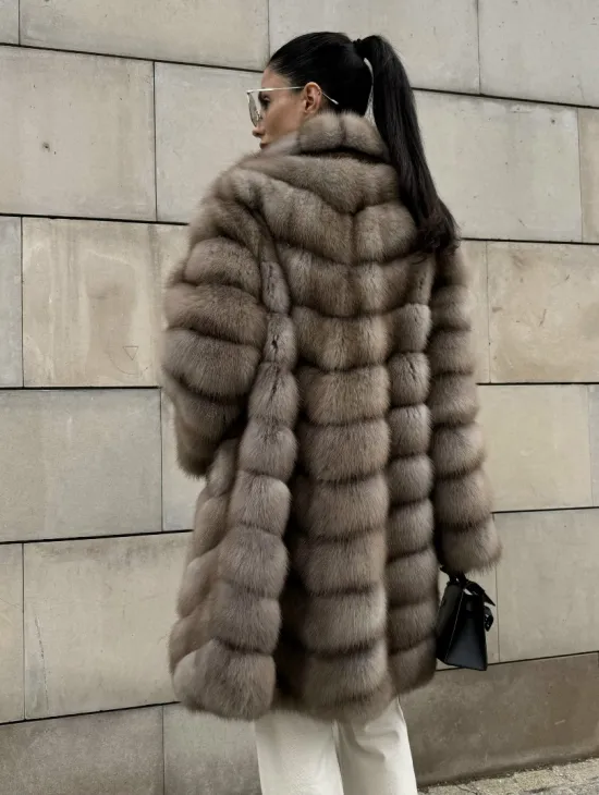 Шуба из куницы женская - цвет тор-тор - фото 6